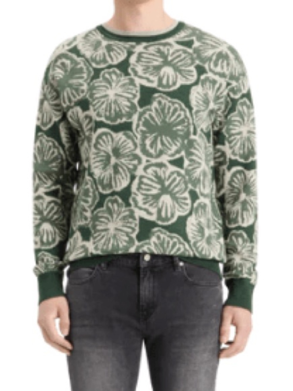 NWOT SCOTCH & SODA JAQUARD SWEATER-SAN FLOWER size L wool cotton blend